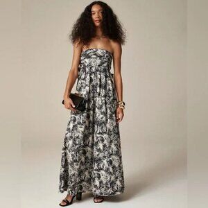NWT J.Crew Strapless bow-back maxi dress in toile print CG086 Size 6